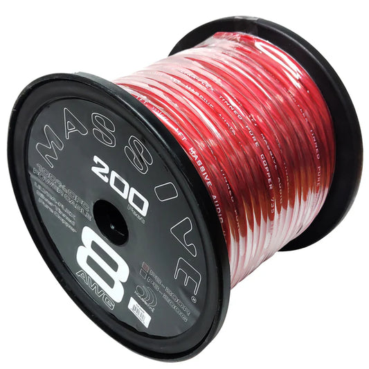 Massive Audio - P8-200R - 8 AWG 200 Foot Red 100% OFC Silver Tinned image 0
