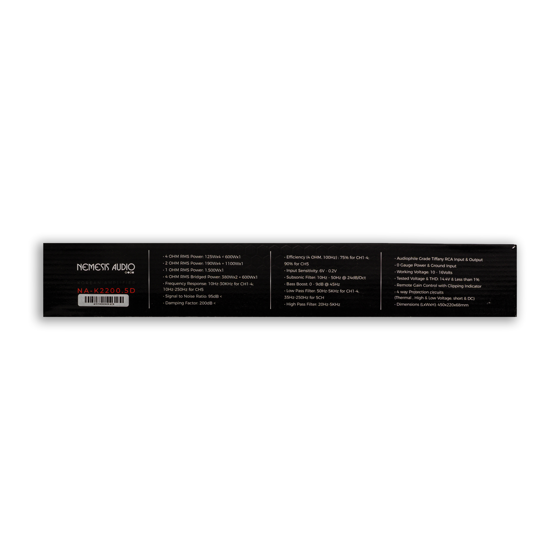 Nemesis Audio -NA-K2200.5D - 2200W -5-Channel Class D Mono Car Amp Made In Korea image 5