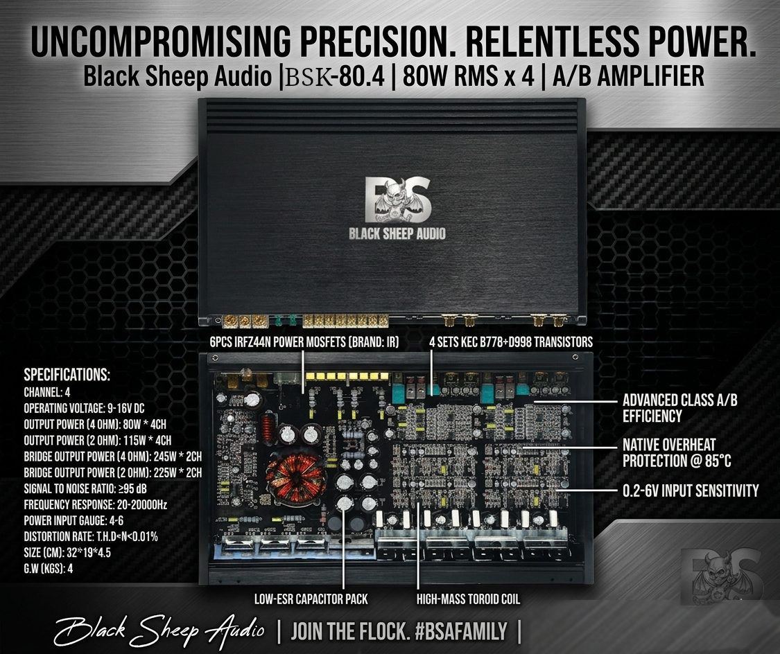 Black Sheep Audio | BSK-80.4 | 80w Rms x 4 | A/B Amplifier | 🇰🇷 Korean design