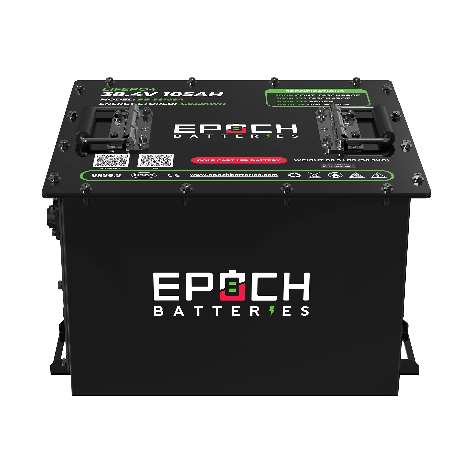 Epoch Batteries -70.4V (72V) 105ah - LiFePO4 Golf Cart Battery - Complete Kit image 7