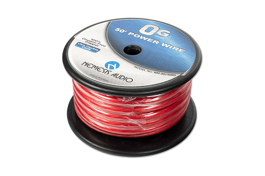 Nemesis Audio | NM-0G/50RD | 0-gauge | 50ft | red power wire. Heavy-duty, flexible