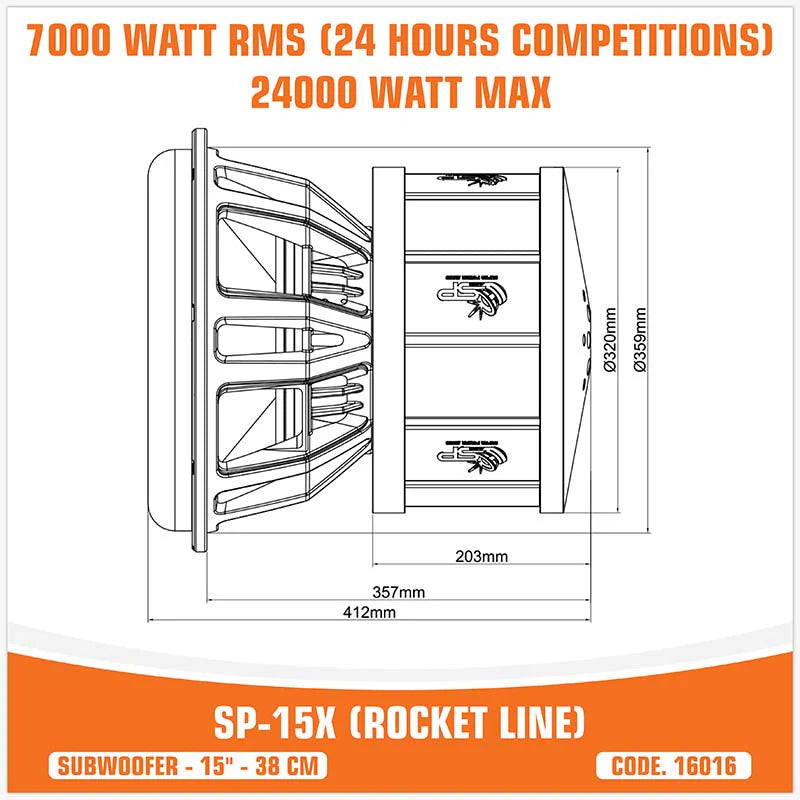 SP Audio - SP-15X (ROCKET LINE SUBWOOFER) 15" 7000w Rms- 24000 WATT (UNIT PRICE) image 6
