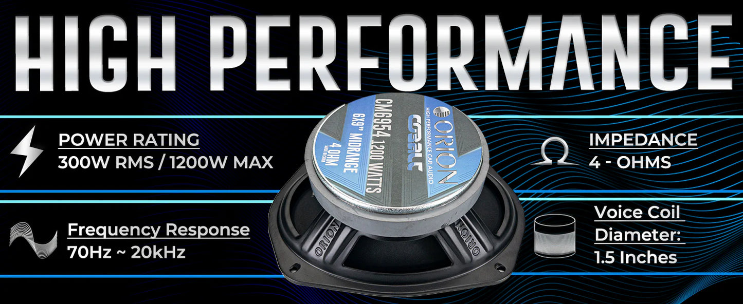 Orion - CM6954 - 6x9 Inch 4 Ohm Midrange Speaker 300 Watts RMS