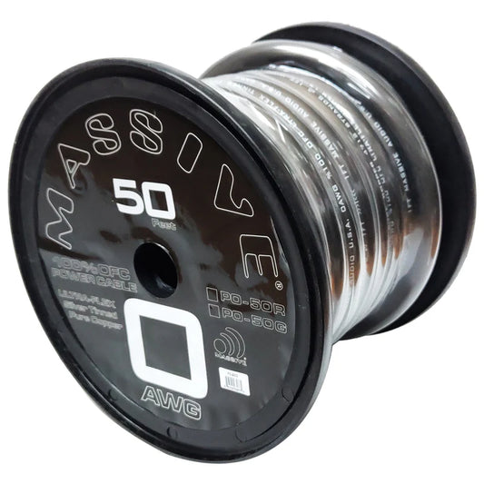 Massive Audio - P0-50G - 0 AWG 50 Foot Grey 100% OFC Silver Tinned wire image 0