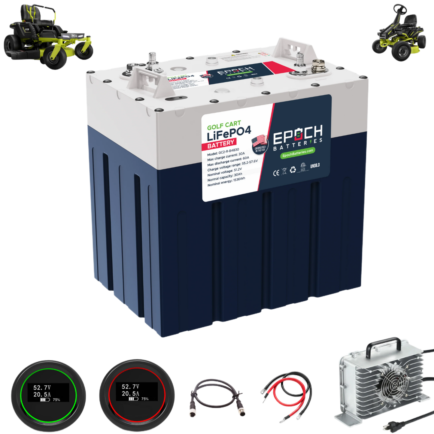 Epoch Batteries - 48V 30Ah Ryobi Electric Lawn Motor - Replacement Lithium Batt image 0