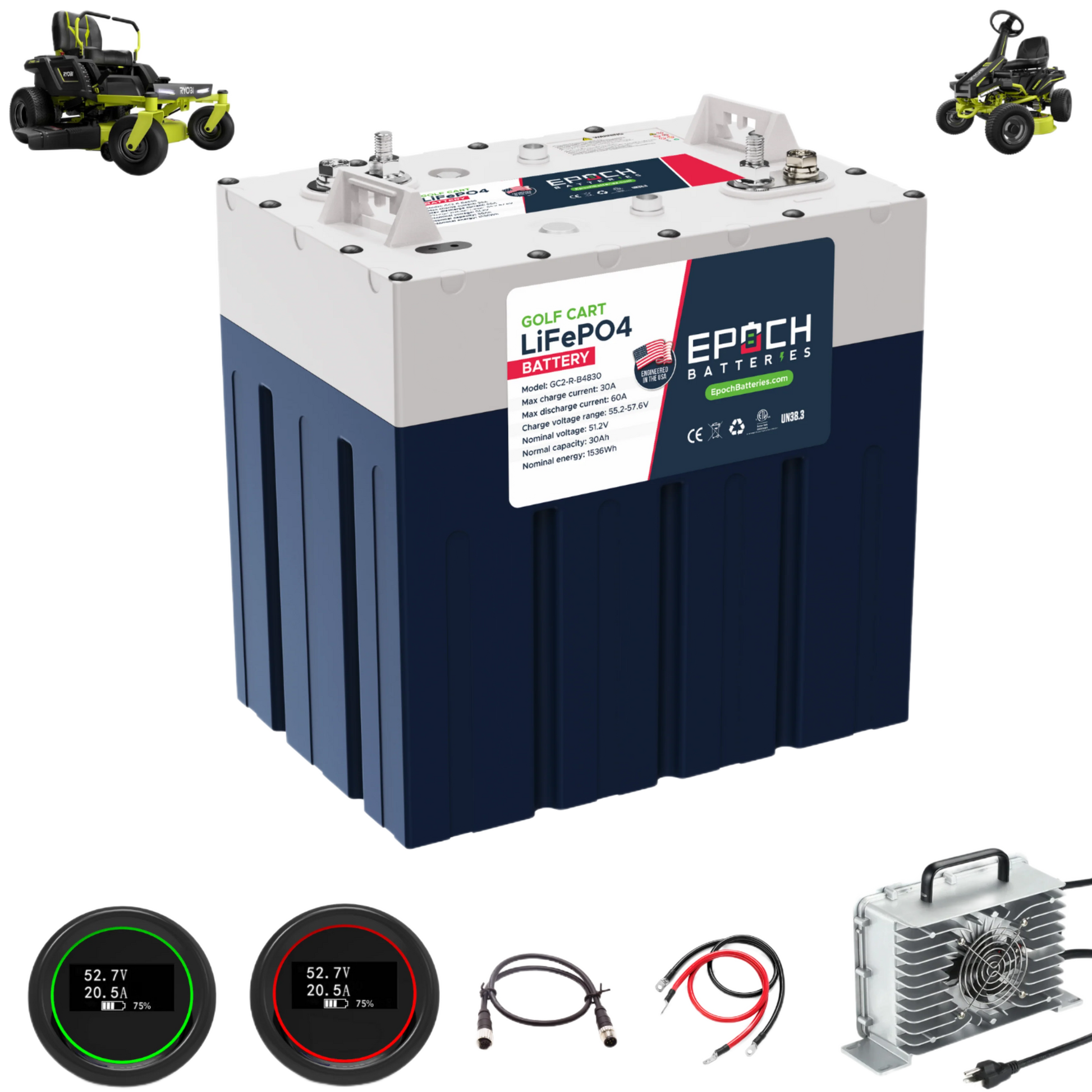 Epoch Batteries - 48V 30Ah Ryobi Electric Lawn Motor - Replacement Lithium Batt image 0