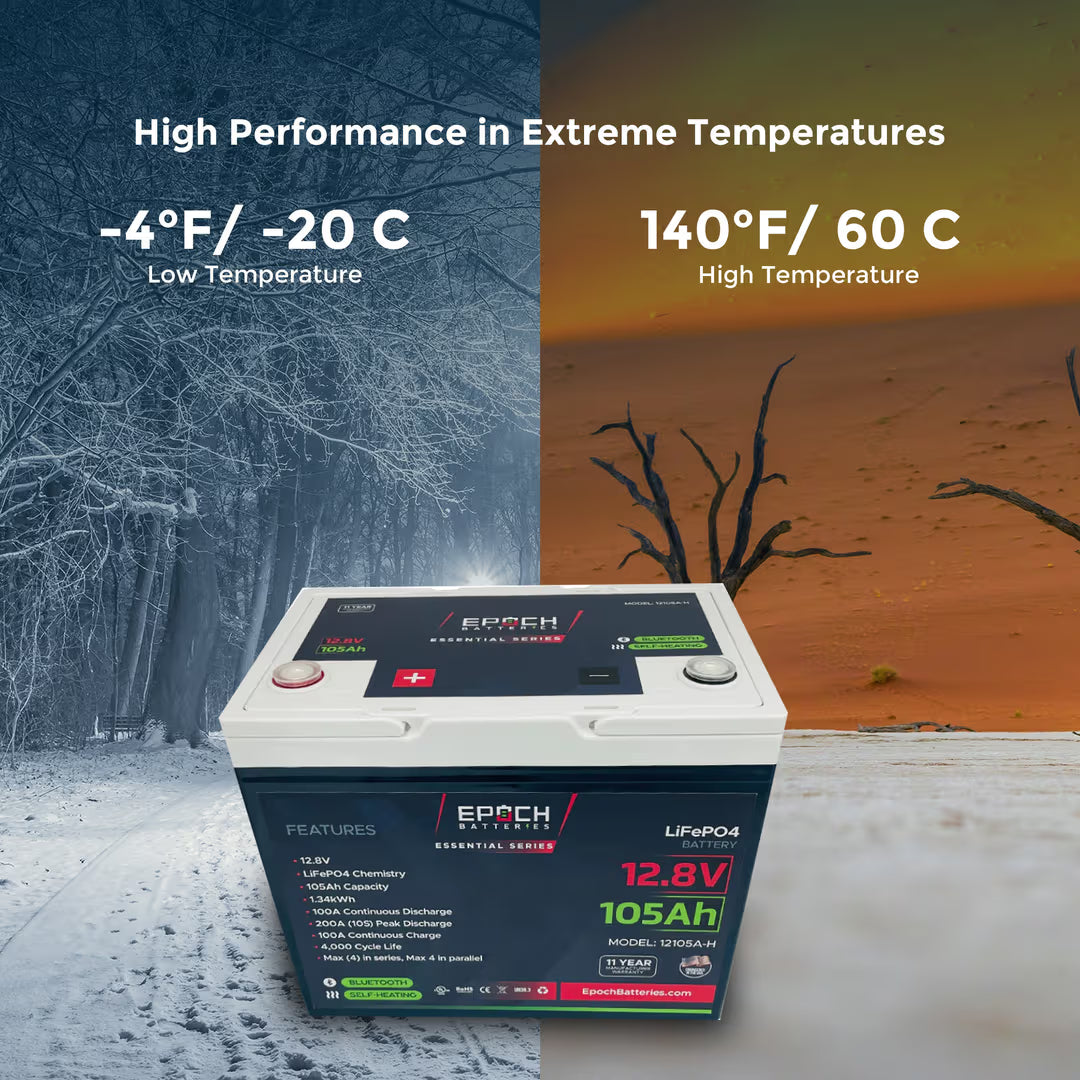 Epoch Batteries - 12105A-H - 12V 105Ah Bluetooth & Heated LiFePO4 Batt image 2