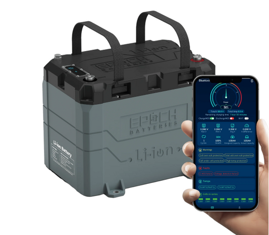 Epoch Batteries - B24100A-24V 100Ah LiFePO4  - Heated & Bluetooth - Lithium Batt image 0