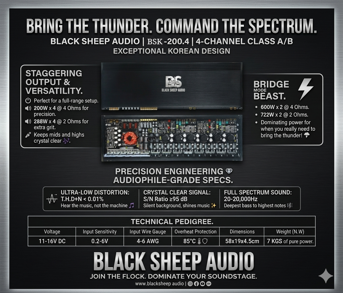 Black Sheep Audio | BSK-200.4 | 200w x 4 | Class A/B  | 🇰🇷 Korean design