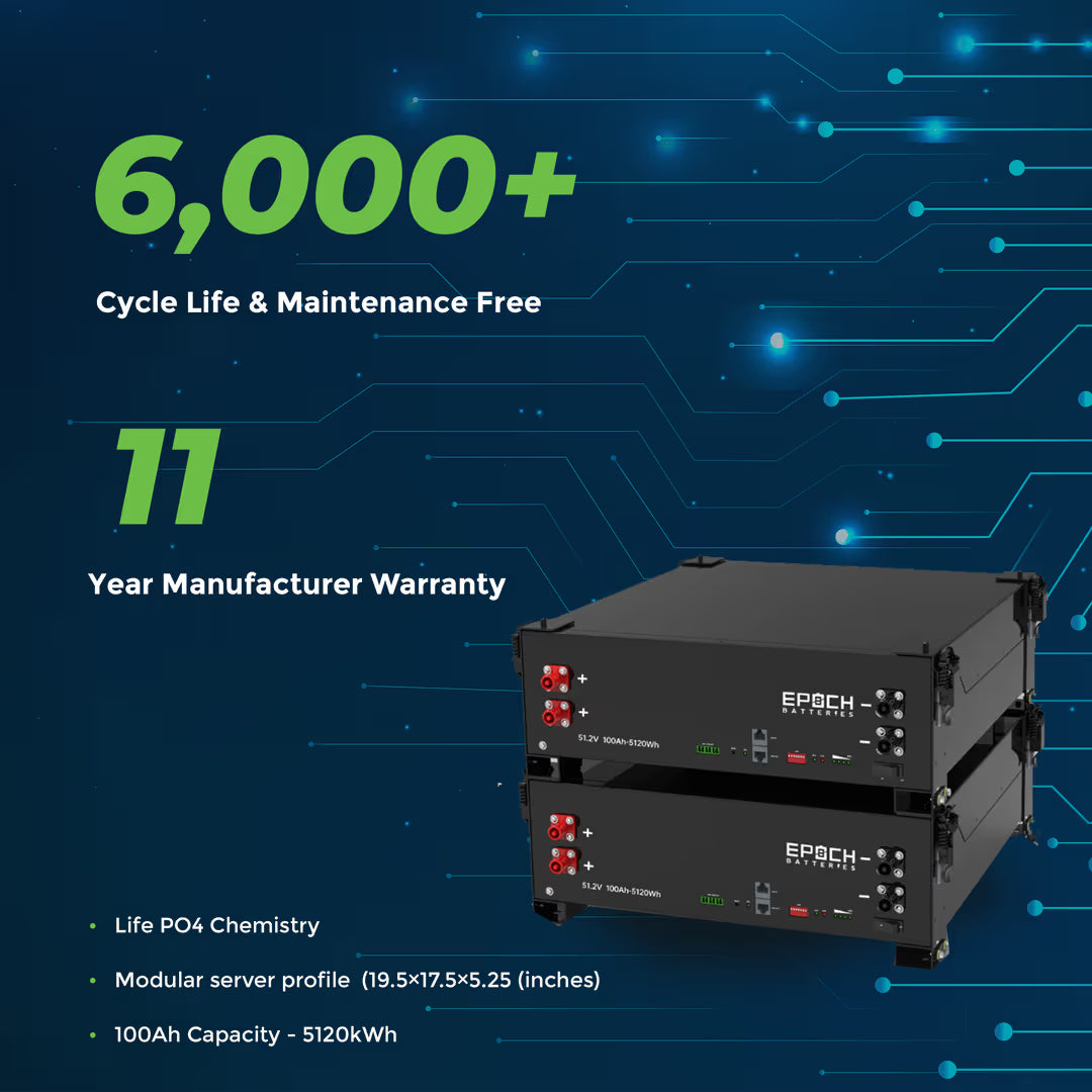 Epoch Batteries - 48V 100Ah  -5.12kWh - Self-Heating Server Rack Lithium Battery image 6
