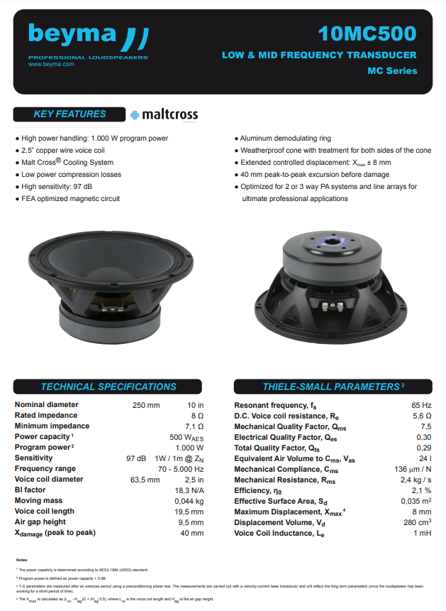 Beyma - 10MC500-8  - 10" HIGH QUALITY MID-BASS 500w image 1