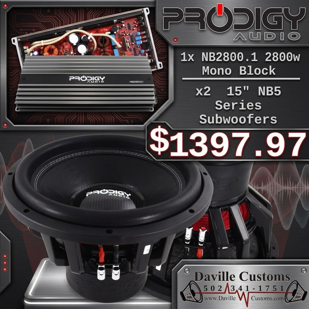 Prodigy Audio™ | NB2800.1 | 2800 Watt Mono Block + Two 15" NB5-15D4 Subwoofers