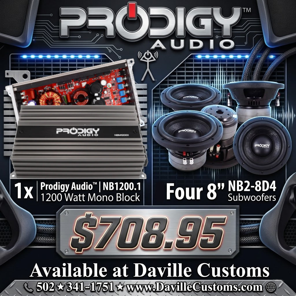 Prodigy Audio™ | NB1200.1 | 1200 Watt Mono Block + Four 8" NB2-8D4 Subwoofers