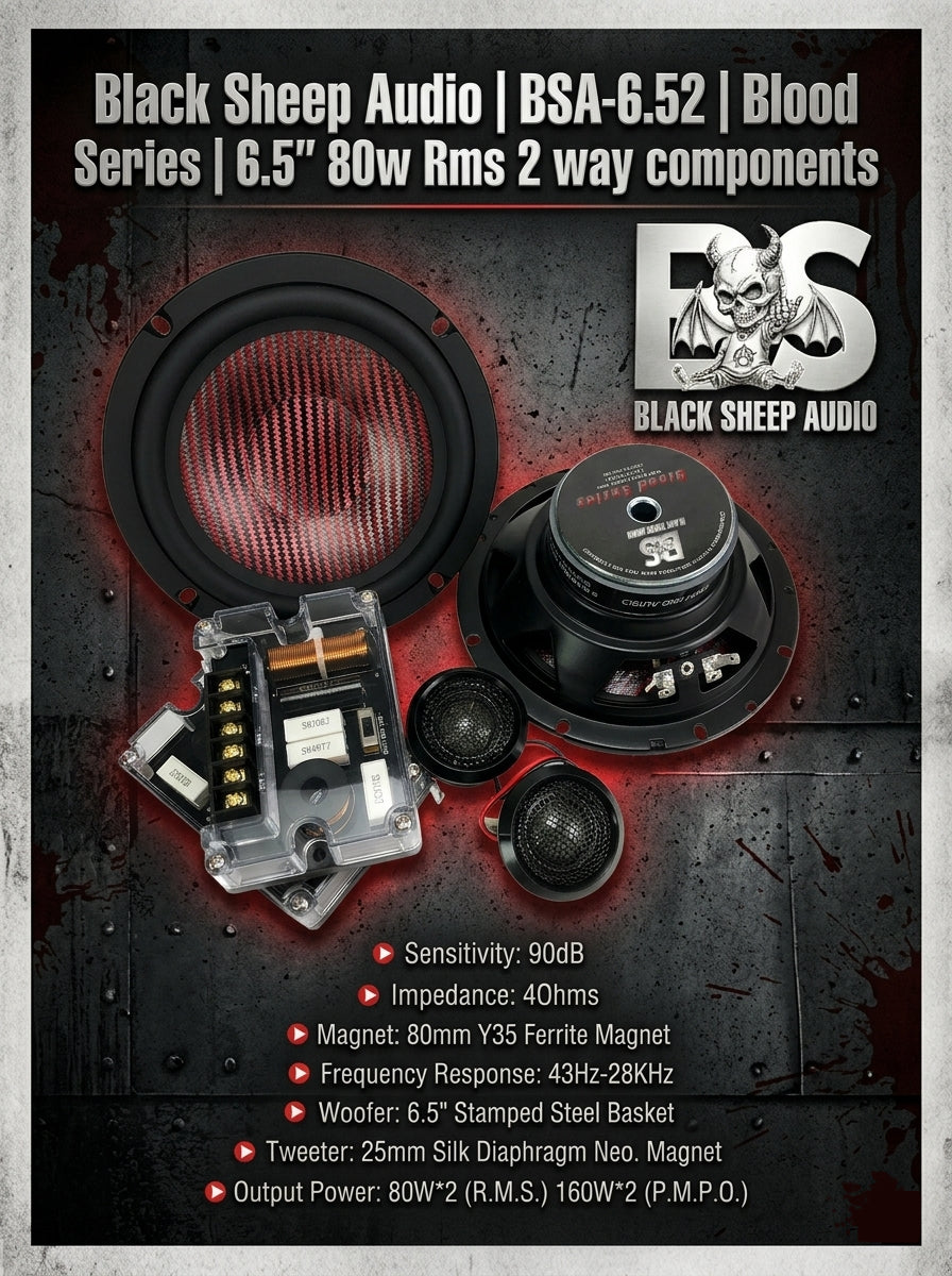 Black Sheep Audio | BSA-6.5 | Blood Series |80w Rms | 2 way Component set