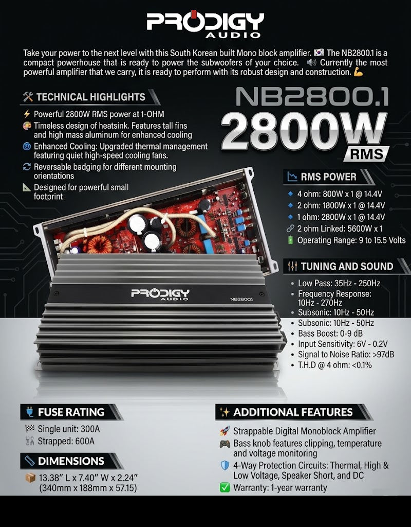 Prodigy Audio™ | NB2800.1 | 2800 Watt | Mono Block by Prodigy Audio™