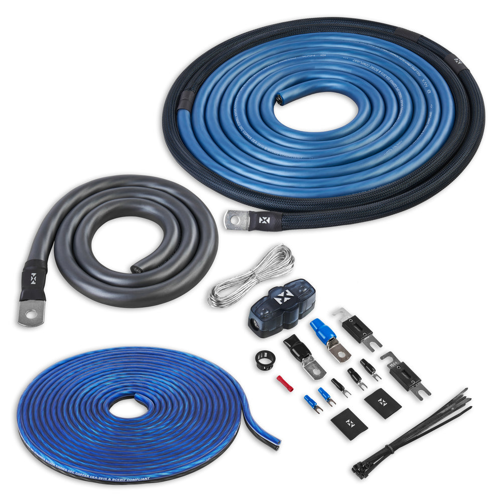 NVX -  XCW151 + XCA6K + XKIT02 + XAPK0 4000 Watt Peak (2000W RMS) 15" X-Series Dual 1-Ohm SPL Subwoofer + Monoblock Amplifier with 2-Ch Amplifier Wiring Kit w/ RCA with Amplifier Power Wiring Kit w/ Speaker Wire