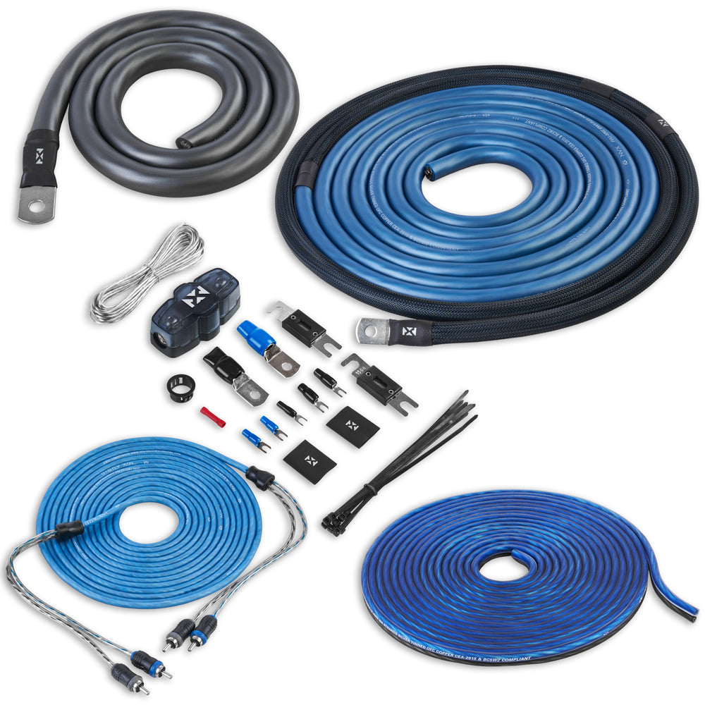 NVX -  XCW151 + XCA6K + XKIT02 + XAPK0 4000 Watt Peak (2000W RMS) 15" X-Series Dual 1-Ohm SPL Subwoofer + Monoblock Amplifier with 2-Ch Amplifier Wiring Kit w/ RCA with Amplifier Power Wiring Kit w/ Speaker Wire
