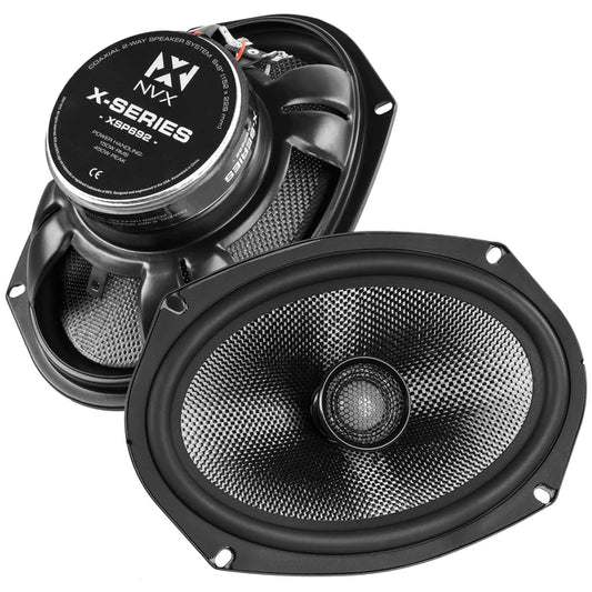 NVX - XSP692 900W Peak (300W) RMS X-Series 6"x9" 2-Way Coaxial Speakers with Carbon Fiber Cones and 25mm Silk Dome Tweeters