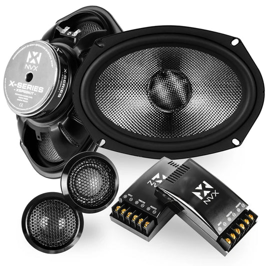 NVX - XSP69KIT 600W Peak (300W RMS) 6"x9" X-Series 2-Way Component Speakers with Carbon Fiber Cones and 25mm Silk Dome Tweeters